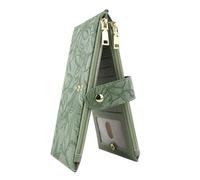 AdiStylinno Women's RFID Blocking Purse, Double Zip Purse, Women's Large Capacity Wallet for Women, Embossed Slim Wallet with Multi Card Slots, Green, 20*11*2.4 CM, Modern