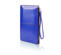 AdiStylinno Womens Wallet, Ladies Large Capacity Slim Phone Purse, Leather Credit Card Holder Wristlet Wallet with Multiple Card Slots Zipper Pocket and Wrist Strap (Blue)