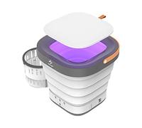 ADITAM 100V-240V 9L Foldable Washing Machine - Portable Washing Machine, Mini Portable Washer with Spin Dryer(Color:Gray) Double the comfort