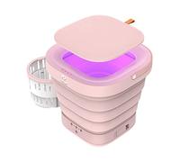 ADITAM 100V-240V 9L Foldable Washing Machine - Portable Washing Machine, Mini Portable Washer with Spin Dryer(Color:Pink) Double the comfort