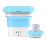 ADITAM Mini Washing Machine,Portable Foldable Washing Machine And Spin Dryer Combo Compact,with Drain Basket for Socks Underwear Baby Clothes Camping,Blue Double the comfort