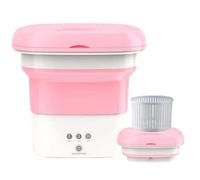 ADITAM Mini Washing Machine,Portable Foldable Washing Machine And Spin Dryer Combo Compact,with Drain Basket for Socks Underwear Baby Clothes Camping,Pink Double the comfort