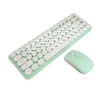 ADITAM Wireless Keyboard Mouse Combo, 2.4G Wireless Connection, Mini Portable Keyboard Mouse Set, Retro Typewriter Design, 68 Keys, Silent Mouse, for Office Home (White Green) Double the comfort