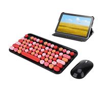 ADITAM Wireless Keyboard Mouse Set, Retro 75 Keys Keyboard, USB, Full Size, 1600 DPI, for Laptop Tablets, Support Win/Android/OS, QWERTY(Red Black) Double the comfort