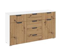 Aditio Medium Sideboard - 120cm - 2 Door - 6 Drawer - Alpine White & Artisan Oak