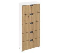 Aditio Tall Chest - 5 Drawer - Alpine White & Artisan Oak