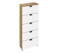Aditio Tall Chest - 5 Drawer - Artisan Oak & Alpine White