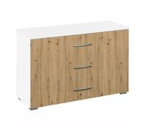 Aditio Wide Chest - 3 Drawer - Alpine White & Artisan Oak