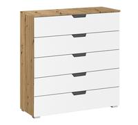 Aditio Wide Chest - 5 Drawer - Artisan Oak & Alpine White