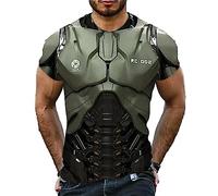 ADITIRCP Men's 3D Armor Printed T-Shirt Summer Casual Personalized Punk Retro Mechanical Pattern Print T-Shirts Hip Hop Sport Crew Neck Short Sleeve Tops
