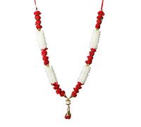 Aditri Creation, Artificial Red Rose Flowers Ribbon Garland Haar Mala for Idol-Mala for God, Pooja Sringar Articles Ornament for Decoration