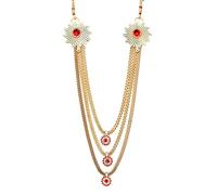 Aditri Creation Decorative Mala Set for Laddu Gopal/Devi Maa/Radha Krishna/Indian Traditional God Goddess Haar Sringar Set Deity jewellary Set for All God Statue (Size:-8'')(Red,Golden)