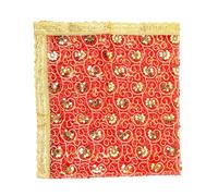 Aditri Creation Decorative Mat Aasan Chunari Large Backdrop Pooja Cloth Chunari(Size:- 36 Inches x 36 Inches) Chunni Puja Traditional Ganesha Ganpati Festival MATA Ki Chunri for Statue Aasan Mat(Red)