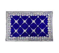 Aditri Creation Decorative Mat Aasan Velvet Pooja Large Cloth for Pooja Item (Size:-20 Inches x 12 Inches)(Blue)