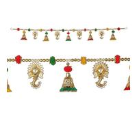 Aditri Creation Decorative Toran Door Hanging Artificial Golden Bells Beads Wall Toran Hanging for Entrance Home Temple Living Room Valance Festival New year Decorations (Size:-36"X3")(Multicolor)