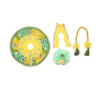 Aditri Creation Designer Cloth for Lord Krishan Ladu Laddu Gopal Kanaiya Bal Krishna Handwork Dress Poshak Vastra for Little Metal Idol Statue for Holi Decoration(Size:- 8" Inches)(Yellow & Green)