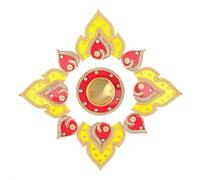 Aditri Creation Designer Floor Rangoli Reusable Round Rangoli Acrylic Rangoli Indian Traditional Home Floor Decor Gift for Home Interior Floor Festival Decorations and Gifting(Size:9")(Red,Yellow)