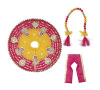 Aditri Creation Designer Yellow and Pink God Dress with Dupatta Lord Krishan Ladu Laddu Gopal Kanaiya Bal Krishna Dress Poshak Vastra for Little Metal Idol Statue for Holi Decoration (Size:- 10")
