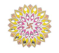 Aditri Creation DIY MDF Readymade Round Lotus Designer Rangoli Mat Easy to Use Rangoli Template Easy to Fill Wooden MDF Rangoli Boards for Indian Traditional Festival (Size:- 12 Inches Diameter)