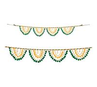 Aditri Creation Door Wall Hanging Toran Indian Festival Decor Bandanwar Garland with Pom Pom Christmas hangings for Home Decor Office New year Parties Decorations (Size:- 38" X7)(Green and yellow)