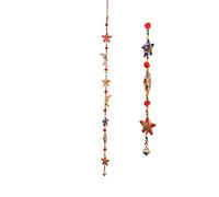 Aditri Creation Moon and Star Indian Traditional Hanging string Garlands Latkan with Bell Wall Hanging, Wedding Party Decor Decorations for home Temple Bedroom room Gifting(Size:-42")
