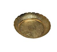 Aditri Creation Nakshi Plate Decorative Brass Indian Prasad Plate Katori for Pooja Utensils Item Articles Pooja Thali Kit for Decorations Return New Year Gifts Gift(Size 6" Diameter) Patra