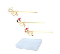 Aditri Creation Pack of 3 Bansuri Bansi Decorative Brass God Accessories Laddu Gopal Metal Flutes Medium Size for Ladoo Gopal Meenakari and Rhinestone Flutes Festival [Medium(Size:-3" Inches Each)]