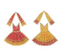 Aditri Creation Set of 2 Durga Devi MATA Dress poshak vastra Cloth lehanga Chunari for God Idol Statue for Home Temple Pooja Item Indian Traditional Navratri Festival (Size:-5")(Red and Yellow)