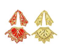 Aditri Creation Set of 2 Laxmi Durga Devi Mata Dress Poshak Vastra Cloth Lehanga Chunari Puja Item for Idol Statues for Indian Traditional Festivals (Size - 3 inches) (Red & Yellow)