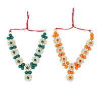 Aditri Creation Set of 2 Mala for Laddu Gopal/Devi Maa/Radha Krishna/Ganesh Ji Indian Traditional Festival God Goddess Set Deities jewellary All God Idol Statue Pooja Items (Size:- 3")(Green,Orange)