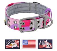 ADITYNA - Heavy Duty Dog Collar with Handle - Camo Pink Purple Dog Collar for Medium Dogs - Wide, Thick, and Soft Neoprene Padded Dog Collar (Camo Pink Purple, Medium: Fit 15-19" Neck)