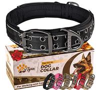ADITYNA Heavy Duty Dog Collar with Handle - Reflective Black Dog Collar for Large Dogs - Wide, Thick, Tactical, Soft Padded - Perfect Dog Collar for Training, Walking, or Hunting