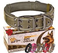 ADITYNA Heavy Duty Dog Collar with Handle - Reflective Green Dog Collar for Large Dogs - Wide, Thick, Tactical, Soft Padded - Perfect Dog Collar for Training, Walking, or Hunting