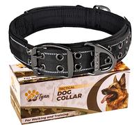 ADITYNA Tactical Dog Collar with Handle for Training and Walking, Heavy-Duty and Adjustable, Extra Wide with Reflective Stitching for Medium, Large, X-Large Puppies, Includes 2 Custom Patches