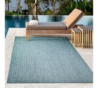 Adiva Rugs Outdoor Indoor Area Rug, Weather Resistant, Easy to Clean Jute Carpet, Stain Resistant Floor Mat 2895A (Aqua Weiss, 5'-3" x 7'-6")