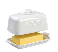 ADIVEE Large Butter Dish for Standard UK Butter-Whether a Whole 500g Block or Two 250g Blocks, Porcelain Butter Storage for Countertop, Ceramic Butter Container, White. (White Butter Dish)