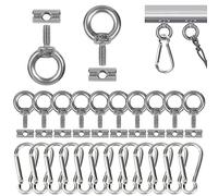 Adiwo 12 PCS Awning Rail Stoppers, 6mm Stainless Steel Piping Stopper with 12 PCS Carabiners, Multipurpose Awning Rails Hooks Lifting Eye Nut Ring M4 Blocking Kit for Caravan Motorhome Campervan Tent