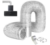 Adiwo 150mm Diameter Aluminum foil Exhaust Hose, 3m 4-Layer Aluminum Tube Flexible Hose with 2 Hose Clamps and 1 Fiberglass Aluminum foil Tape, for Dryers, Exhaust Fans, Range Hoods, Silver
