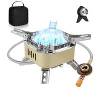 Adiwo 15800W Windproof Camping Gas Stove, Foldable Rocket Camping Stove with Carry Box, Outdoor Camping Gas Burner for Cooking, Hiking, Camping, Trekking, Picnic, Trekking, BBQ（Khaki）