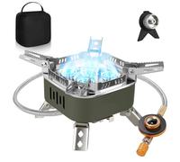 Adiwo 15800W Windproof Camping Gas Stove, Foldable Rocket Camping Stove with Carry Box, Outdoor Camping Gas Burner for Cooking, Hiking, Camping, Trekking, Picnic, Trekking, BBQ（Army Green）