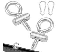 Adiwo 2 PCS Awning Rail Stoppers, 6 mm Stainless Steel Piping Stopper with 2 Carabiners, Multi-Function Awning Rails Hooks Lifting Eye Nut Ring M6 Blocking Kit for Caravan, Campervan, Tent