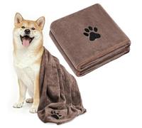 Adiwo 2 Pcs Large Microfiber Dog Towel, Soft Luxury Super Absorbent Dog Towel, Dries Pets Quickly, Machine Wash, Hand Washing and Dry, Bath Towel for All Breeds Dogs and Cats (100x50cm, Brown)