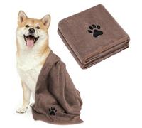 Adiwo 2 Pcs Large Microfiber Dog Towel, Soft Luxury Super Absorbent Dog Towel, Dries Pets Quickly, Machine Wash, Hand Washing and Dry, Bath Towel for All Breeds Dogs and Cats (75x35cm, Brown)