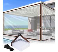 Adiwo 2 x 2 m Clear Tarpaulin Waterproof Heavy Duty with 6 M Ropes, Transparent Tarp Sheet Cover Reinforced Eyelets, Frost Resistant UV Protection, Universal Multipurpose for Garden Outdoor Camping