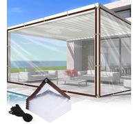 Adiwo 2 x 3 m Clear Tarpaulin Waterproof Heavy Duty with 6 M Ropes, Transparent Tarp Sheet Cover Reinforced Eyelets, Frost Resistant UV Protection, Universal Multipurpose for Garden Outdoor Camping