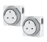 Adiwo 24-Hour Segment Timer Switch, 3-Pin Mechanical Plug Socket UK, Energy-Saver Compact Time Controller for Lights and Home Appliances