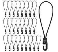 Adiwo 25PCS Bungee Cords with Hooks, 15cm Multi-Purpose Bungee Cords with Hooks, Tarpaulin Hooks for Camping Tarpaulins, Tents, Awnings and Fixings (Black)