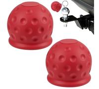 Adiwo 2PC Trailer Hitch Ball Cover, 50mm Universal Rubber Ball Cover, Soft Tow Bar Protector, Anti-Slip, Abrasion-Resistant, Dustproof, Corrosion-Resistant, for Trailer Caravan Truck Car, Red