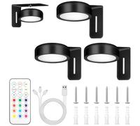 Adiwo 3 PCS Picture Lights for Wall, Wireless Rechargeable Poster Light, with Timer Remote, Magnetic Painting Light,13 RGB Colors, Adjustable Brightness,for Home Artworks Wall Decor, Black