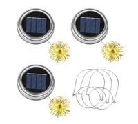 Adiwo 3PCS Mason Jar Lid with 20 2m LED Light String, Mason Jar Lids with 3 Hangers, Lantern Solar Light for Outdoor Garden, Yard, Balcony, Christmas, Halloween Decorations